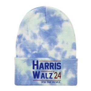 Harris Walz 2024 President American Flag Kamala Harris Waltz Tie Dye 12in Knit Beanie