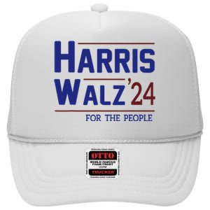 Harris Walz 2024 President American Flag Kamala Harris Waltz High Crown Mesh Back Trucker Hat