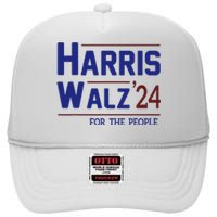 Harris Walz 2024 President American Flag Kamala Harris Waltz High Crown Mesh Back Trucker Hat