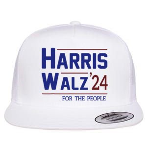 Harris Walz 2024 President American Flag Kamala Harris Waltz Flat Bill Trucker Hat