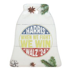 Harris Waltz 2024 When We Fight We Win American Election Ceramic Bell Ornament