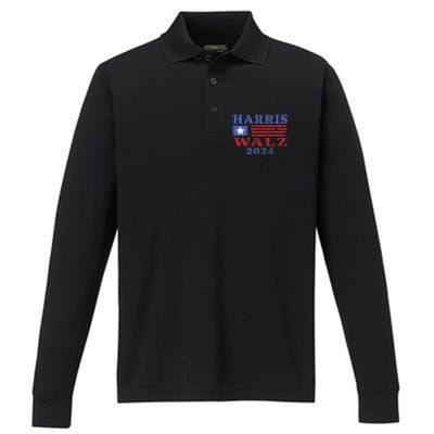 Harris Waltz 2024 Election Kamala Harris Tim Waltz 2024 Performance Long Sleeve Polo