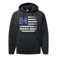 Harris Waltz 2024 Kamala Harris 2024 Tim Waltz 2024 Usa Flag Performance Fleece Hoodie