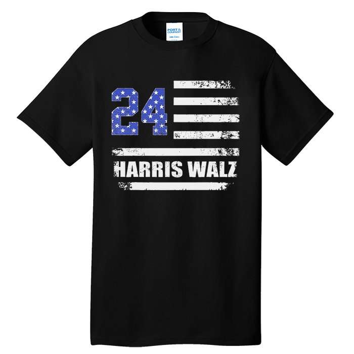 Harris Waltz 2024 Kamala Harris 2024 Tim Waltz 2024 Usa Flag Tall T-Shirt