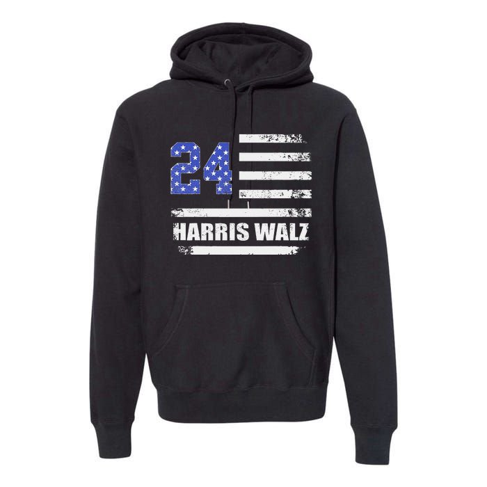 Harris Waltz 2024 Kamala Harris 2024 Tim Waltz 2024 Usa Flag Premium Hoodie