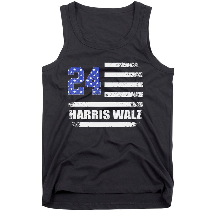 Harris Waltz 2024 Kamala Harris 2024 Tim Waltz 2024 Usa Flag Tank Top