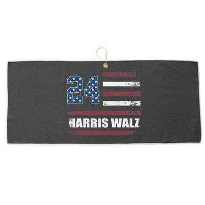 Harris Waltz 2024 Kamala Harris 2024 Tim Waltz 2024 Usa Flag Large Microfiber Waffle Golf Towel