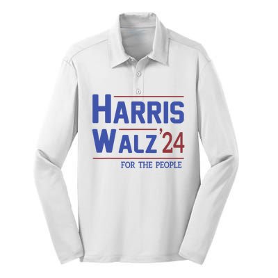 Harris Walz 2024 Election Kamala Harris Tim Waltz 2024 Silk Touch Performance Long Sleeve Polo