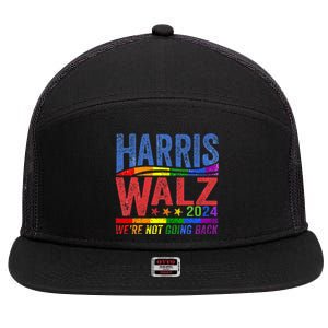 Harris Walz 2024 WeRe Not Going Back Lgbt Vote 7 Panel Mesh Trucker Snapback Hat