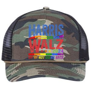 Harris Walz 2024 WeRe Not Going Back Lgbt Vote Retro Rope Trucker Hat Cap