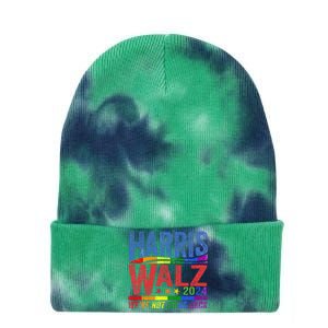 Harris Walz 2024 WeRe Not Going Back Lgbt Vote Tie Dye 12in Knit Beanie