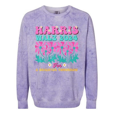 Harris Waltz 2024 For A Brighter Tomorrow Boho Aesthetic Joy Premium Colorblast Crewneck Sweatshirt