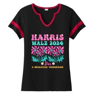 Harris Waltz 2024 For A Brighter Tomorrow Boho Aesthetic Joy Premium Ladies Halftime Notch Neck Tee