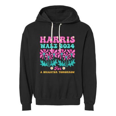 Harris Waltz 2024 For A Brighter Tomorrow Boho Aesthetic Joy Premium Garment-Dyed Fleece Hoodie