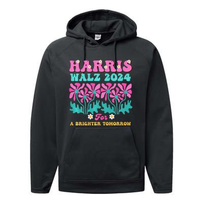 Harris Waltz 2024 For A Brighter Tomorrow Boho Aesthetic Joy Premium Performance Fleece Hoodie