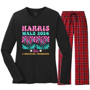 Harris Waltz 2024 For A Brighter Tomorrow Boho Aesthetic Joy Premium Women's Long Sleeve Flannel Pajama Set 