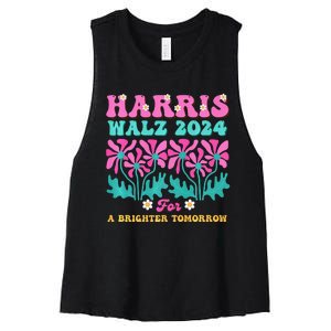 Harris Waltz 2024 For A Brighter Tomorrow Boho Aesthetic Joy Premium Women's Racerback Cropped Tank