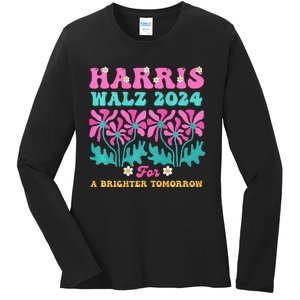 Harris Waltz 2024 For A Brighter Tomorrow Boho Aesthetic Joy Premium Ladies Long Sleeve Shirt