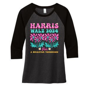 Harris Waltz 2024 For A Brighter Tomorrow Boho Aesthetic Joy Premium Women's Tri-Blend 3/4-Sleeve Raglan Shirt