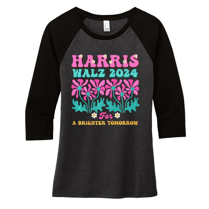 Harris Waltz 2024 For A Brighter Tomorrow Boho Aesthetic Joy Premium Women's Tri-Blend 3/4-Sleeve Raglan Shirt