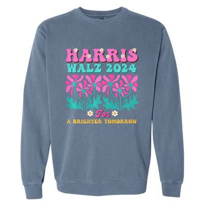 Harris Waltz 2024 For A Brighter Tomorrow Boho Aesthetic Joy Premium Garment-Dyed Sweatshirt