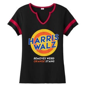 Harris Walz 2024 Removes Weird Orange Stains Funny Ladies Halftime Notch Neck Tee