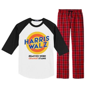 Harris Walz 2024 Removes Weird Orange Stains Funny Raglan Sleeve Pajama Set