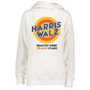 Harris Walz 2024 Removes Weird Orange Stains Funny Womens Funnel Neck Pullover Hood