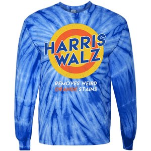 Harris Walz 2024 Removes Weird Orange Stains Funny Tie-Dye Long Sleeve Shirt