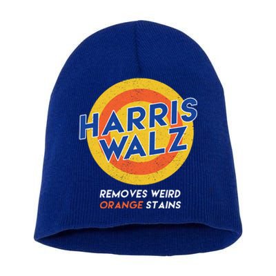 Harris Walz 2024 Removes Weird Orange Stains Funny Short Acrylic Beanie