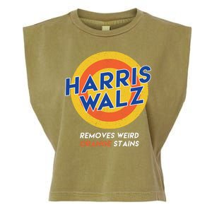 Harris Walz 2024 Removes Weird Orange Stains Funny Garment-Dyed Women's Muscle Tee