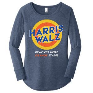 Harris Walz 2024 Removes Weird Orange Stains Funny Women's Perfect Tri Tunic Long Sleeve Shirt