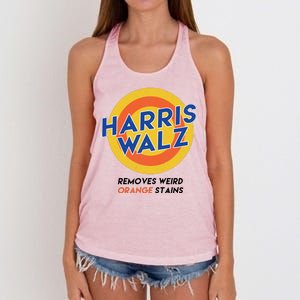 Harris Walz 2024 Removes Weird Orange Stains Funny Women's Knotted Racerback Tank