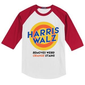 Harris Walz 2024 Removes Weird Orange Stains Funny Kids Colorblock Raglan Jersey