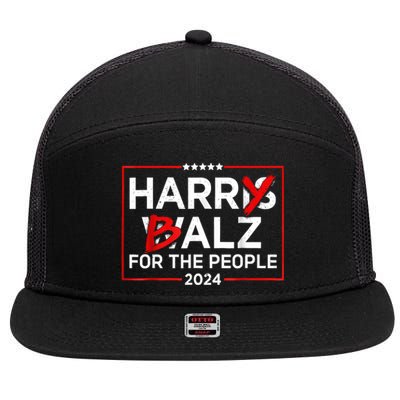 Harris Walz 24 Harry Balz For The People 2024 Democratics 7 Panel Mesh Trucker Snapback Hat