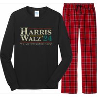 Harris Walz 2024 Election We Are Not Going Back Distressed Long Sleeve Pajama Set