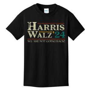 Harris Walz 2024 Election We Are Not Going Back Distressed Kids T-Shirt