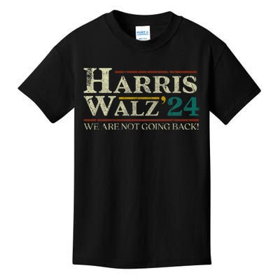 Harris Walz 2024 Election We Are Not Going Back Distressed Kids T-Shirt