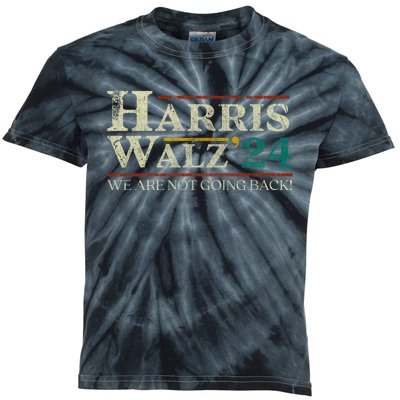 Harris Walz 2024 Election We Are Not Going Back Distressed Kids Tie-Dye T-Shirt