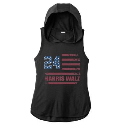 Harris Waltz 2024 Kamala Harris 2024 Tim Waltz 2024 Usa Flag Ladies PosiCharge Tri-Blend Wicking Draft Hoodie Tank