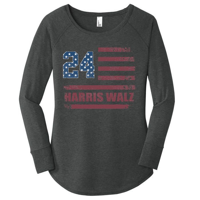 Harris Waltz 2024 Kamala Harris 2024 Tim Waltz 2024 Usa Flag Women's Perfect Tri Tunic Long Sleeve Shirt