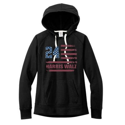 Harris Waltz 2024 Kamala Harris 2024 Tim Waltz 2024 Usa Flag Women's Fleece Hoodie