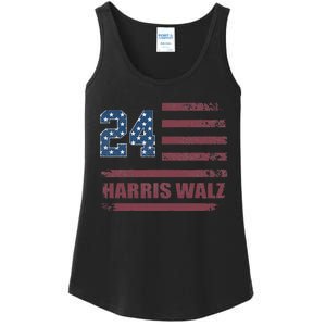 Harris Waltz 2024 Kamala Harris 2024 Tim Waltz 2024 Usa Flag Ladies Essential Tank