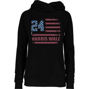 Harris Waltz 2024 Kamala Harris 2024 Tim Waltz 2024 Usa Flag Womens Funnel Neck Pullover Hood