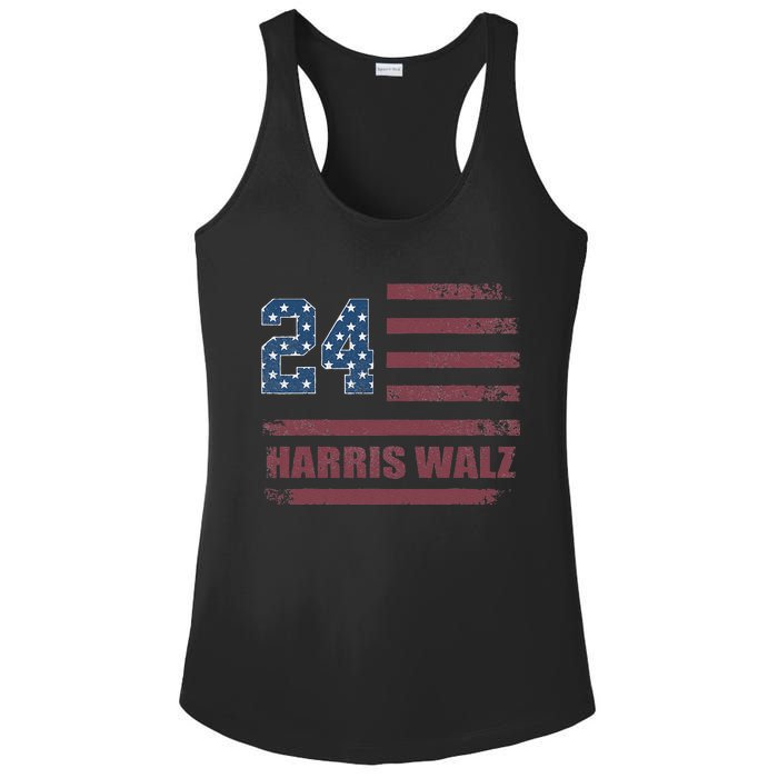 Harris Waltz 2024 Kamala Harris 2024 Tim Waltz 2024 Usa Flag Ladies PosiCharge Competitor Racerback Tank