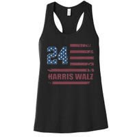 Harris Waltz 2024 Kamala Harris 2024 Tim Waltz 2024 Usa Flag Women's Racerback Tank