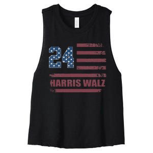 Harris Waltz 2024 Kamala Harris 2024 Tim Waltz 2024 Usa Flag Women's Racerback Cropped Tank