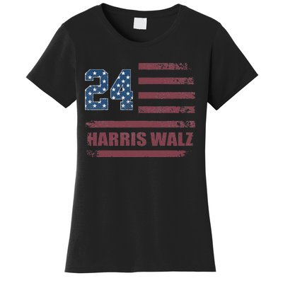 Harris Waltz 2024 Kamala Harris 2024 Tim Waltz 2024 Usa Flag Women's T-Shirt