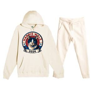 Harris Walz 2024 Funny Cat Election Kamala Harris Tim Waltz Premium Hooded Sweatsuit Set