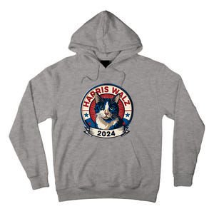 Harris Walz 2024 Funny Cat Election Kamala Harris Tim Waltz Tall Hoodie